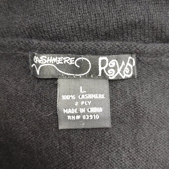 RXB black red tan Fleur De Lis round neck 100% Cashmere sweater ladies Large - Picture 7 of 7